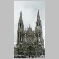 Rouen, Saint-Ouen, Façade actuelle de l'église abbatiale bâtie au XIXe siècle, photo Vitold Muratov, Wikipedia.jpg